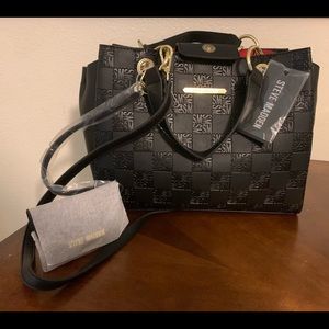 Steve Madden black handbag purse with mini wallet
